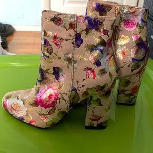 Floral ankle boots